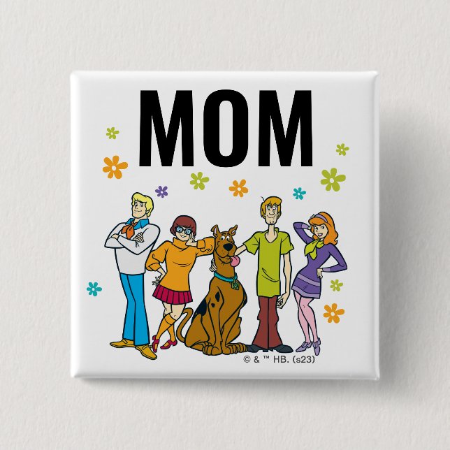 Scooby-Doo and the Gang Birthday Child's Mom 2 Inch Square Button (Front)