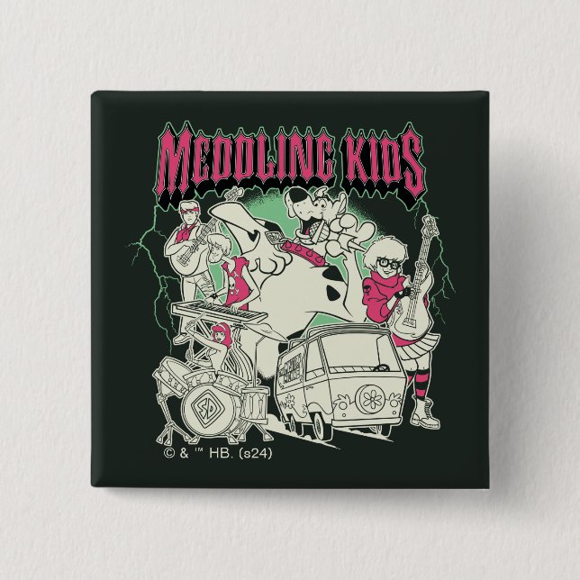 Scooby-Doo and the Gang Meddling Kids Punk Band 2 Inch Square Button (Front)