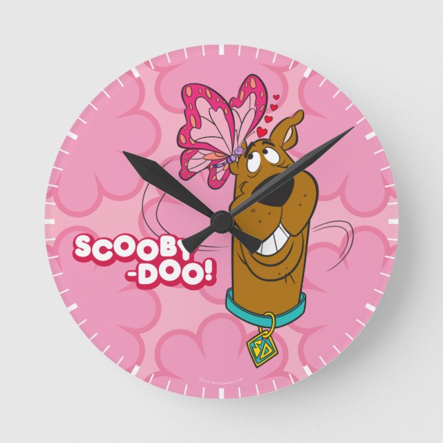 Scooby-Doo Butterfly Kisses Round Clock (Front)