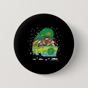Scooby Doo Christmas Mystery Machine  2 Inch Round Button