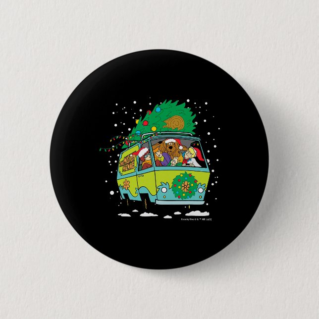 Scooby Doo Christmas Mystery Machine  2 Inch Round Button (Front)