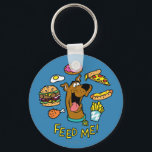 Scooby-Doo Feed Me! Keychain<br><div class="desc">Check out hungry Scooby-Doo in this "Feed Me!" food graphic! See all his favourite fast food items float around his head,  such as cheeseburgers and pizza!</div>