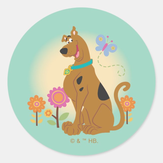 Scooby-Doo Following Butterfly Classic Round Sticker (Front)