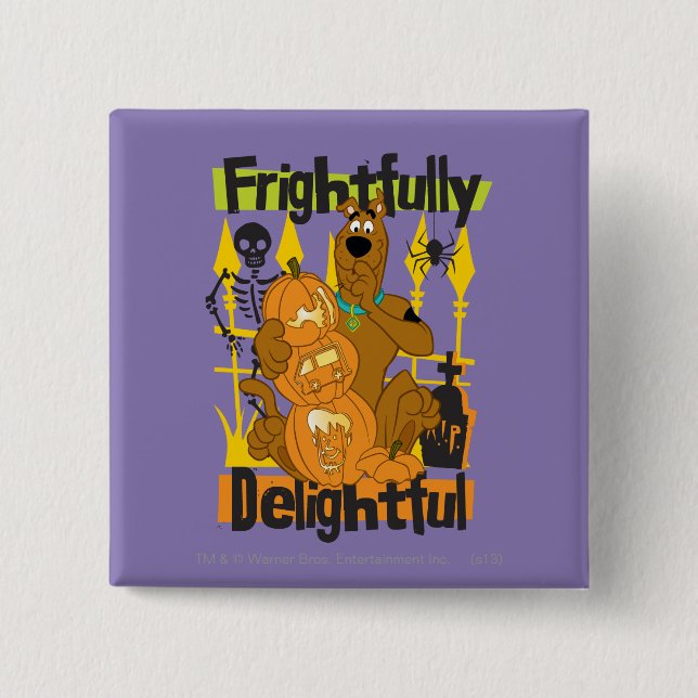Scooby-Doo Frightfully Delightful 2 Inch Square Button (Front)
