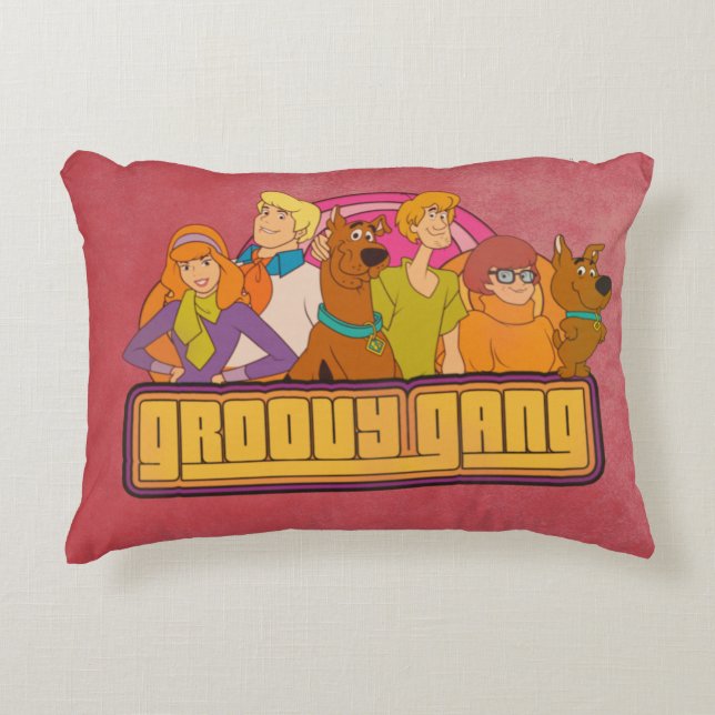 Scooby-Doo | "Groovy Gang" Retro Cartoon Graphic Accent Pillow (Front)