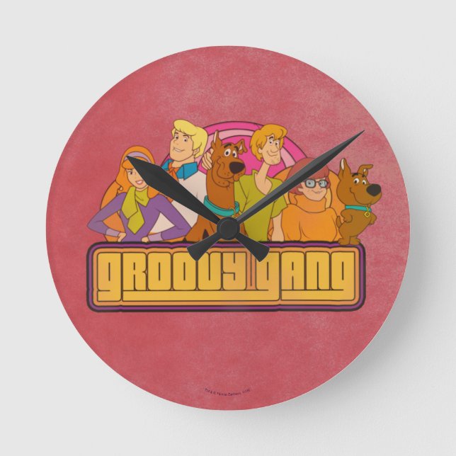 Scooby-Doo | "Groovy Gang" Retro Cartoon Graphic Round Clock (Front)