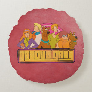 Scooby-Doo   "Groovy Gang" Retro Cartoon Graphic Round Pillow
