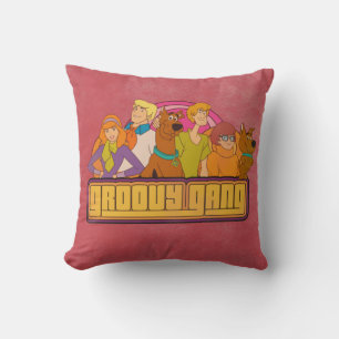 Scooby-Doo   "Groovy Gang" Retro Cartoon Graphic Throw Pillow