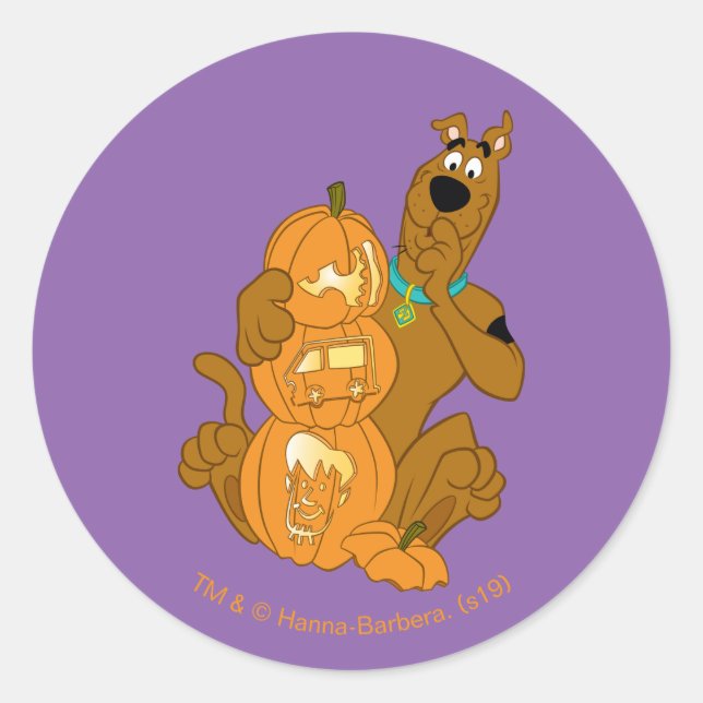 Scooby-Doo | Halloween Jack-O-Lantern Classic Round Sticker (Front)