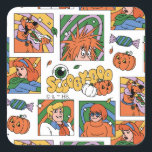 Scooby-Doo Halloween Photos Pattern Square Sticker<br><div class="desc">Have a spooky time with this fun Halloween Scooby-Doo pattern, featuring the gang and some festive jack-o-lanterns! Adorn your tables with this design on a custom table cloth, get some festive gift bags with this design, or keep cozy with a fleece blanket! Shop this graphic on even more customizable Zazzle...</div>