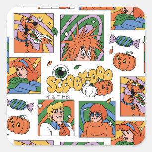 Scooby-Doo Halloween Photos Pattern Square Sticker