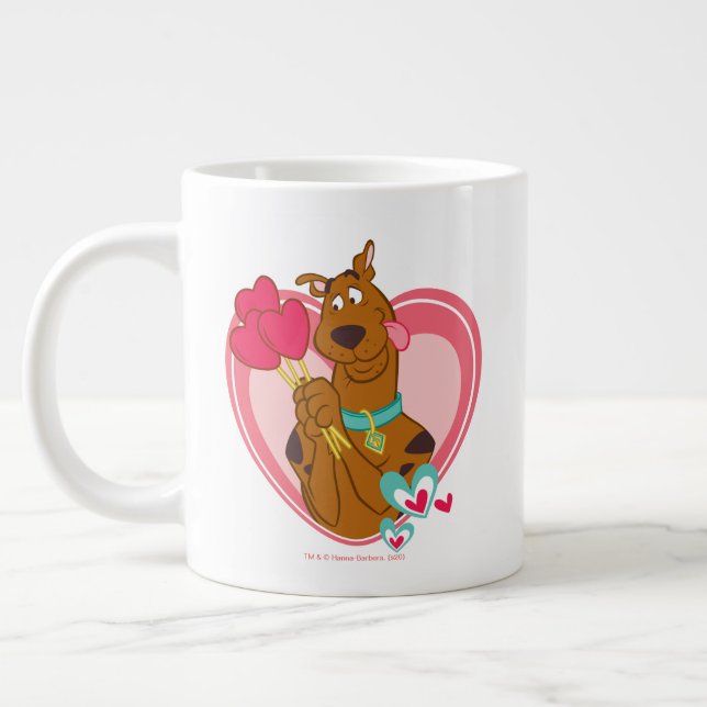 Scooby-Doo Holding Heart Lolipops Large Coffee Mug (Left)