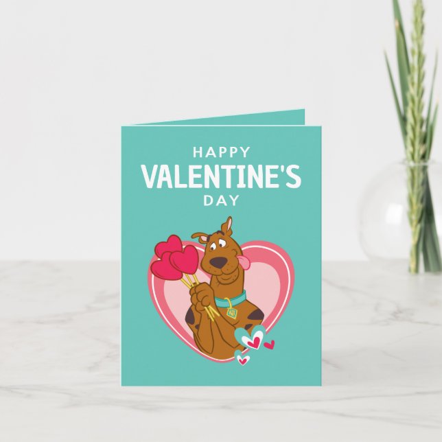 Scooby-Doo Holding Heart Lollipops Note Card (Front)