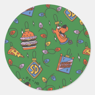Scooby-Doo Holiday Snack Lights Pattern Classic Round Sticker
