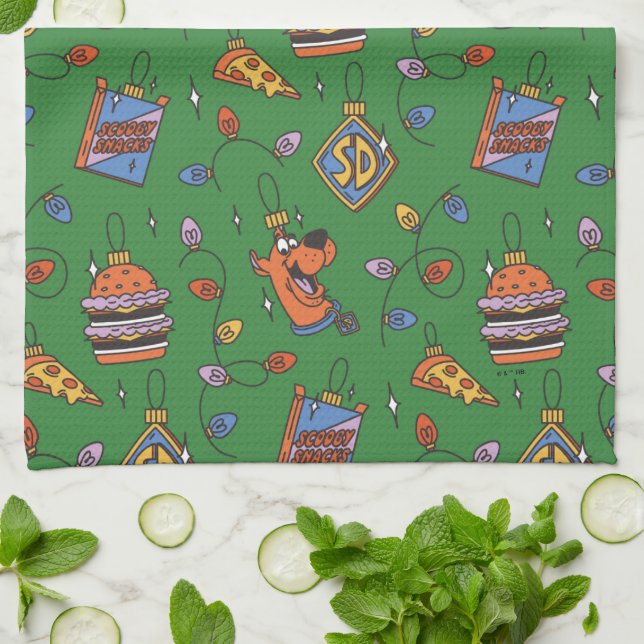 Scooby-Doo Holiday Snack Lights Pattern Kitchen Towel (Folded)
