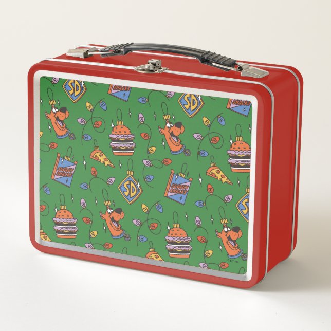 Scooby-Doo Holiday Snack Lights Pattern Metal Lunch Box (Front)