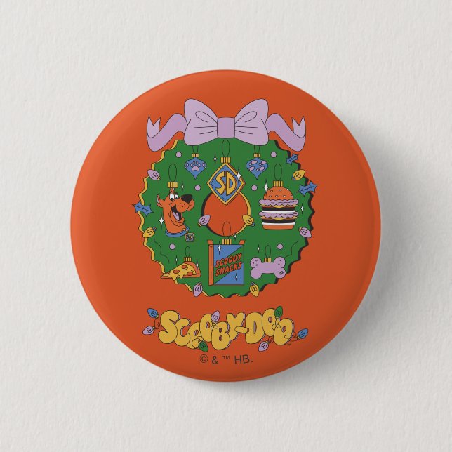 Scooby-Doo Holiday Snack Wreath Graphic 2 Inch Round Button (Front)