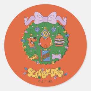 Scooby-Doo Holiday Snack Wreath Graphic Classic Round Sticker