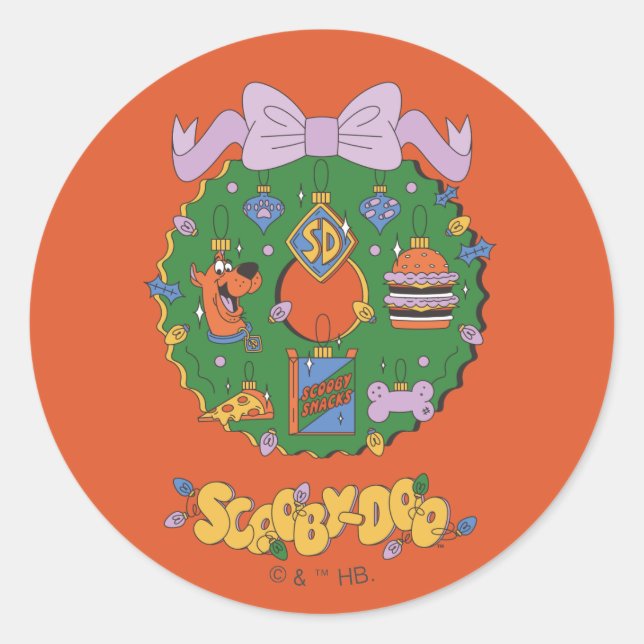 Scooby-Doo Holiday Snack Wreath Graphic Classic Round Sticker (Front)
