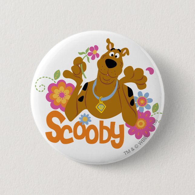 Scooby-Doo In Flowers 2 Inch Round Button (Front)