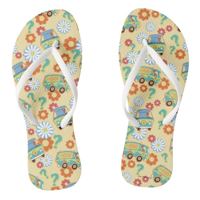 Scooby-Doo Mystery Machine Flower Pattern Flip Flops (Footbed)