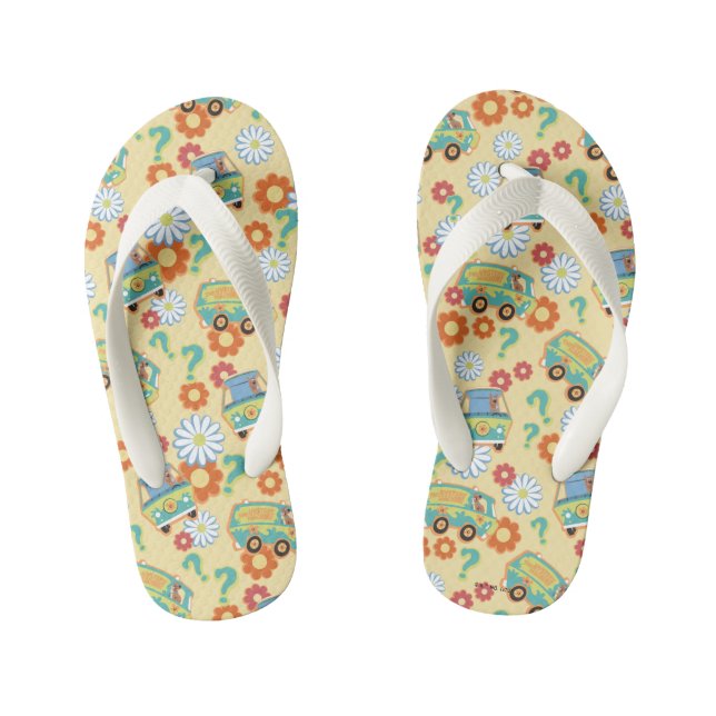 Scooby-Doo Mystery Machine Flower Pattern Kid's Flip Flops (Footbed)