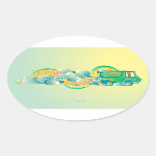 Scooby-Doo   Mystery Machine "I Brake For Pizza" Oval Sticker