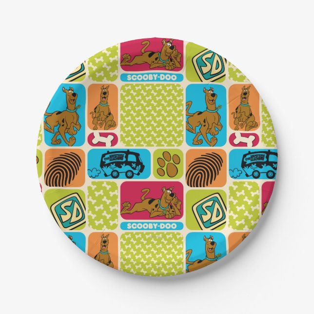 Scooby-Doo Mystery Pattern Paper Plate (Front)