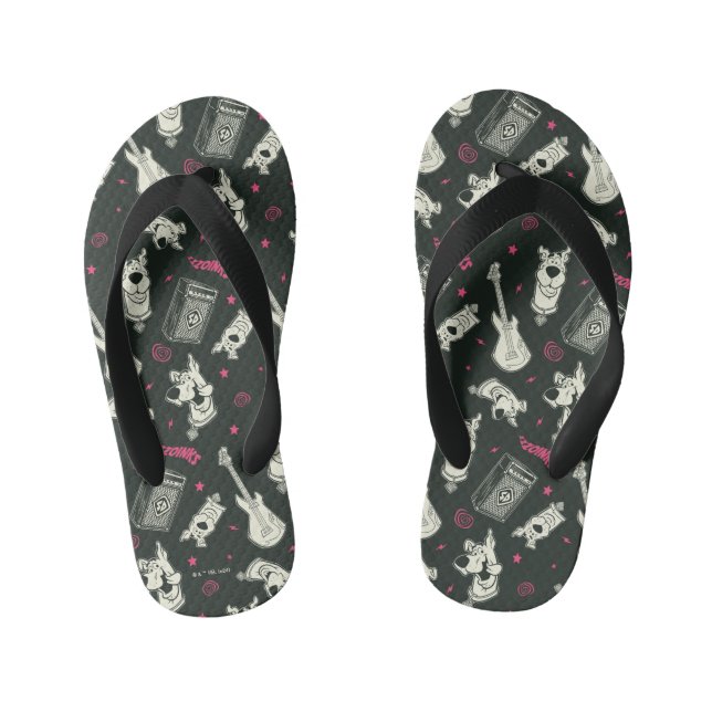 Scooby-Doo Punk Guitar and Amp Pattern Kid's Flip Flops (Footbed)