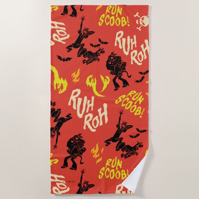 Scooby-Doo | Ruh Roh Run Scoob! Pattern Beach Towel (Front)
