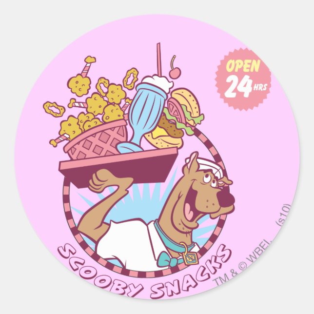 Scooby-Doo "Scooby Snacks" Classic Round Sticker (Front)