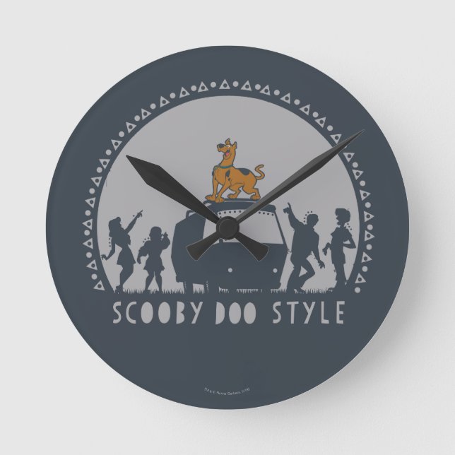 Scooby-Doo Style Tribal Van Silhouette Round Clock (Front)