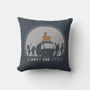 Scooby-Doo Style Tribal Van Silhouette Throw Pillow