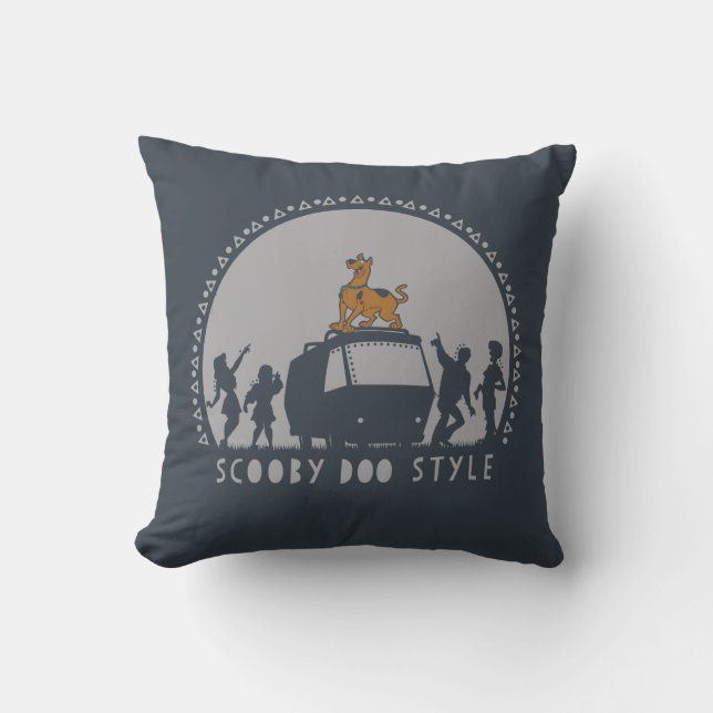 Scooby-Doo Style Tribal Van Silhouette Throw Pillow (Front)