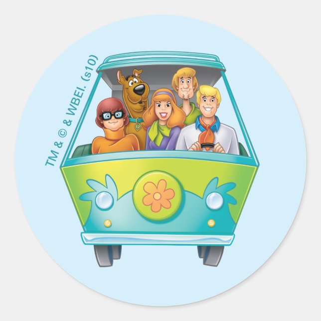 Scooby-Doo & The Gang Mystery Machine Airbrush Classic Round Sticker (Front)