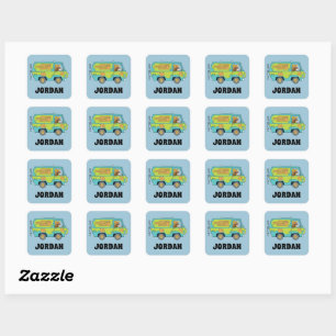 Scooby-Doo   The Mystery Machine   Add Your Name Square Sticker
