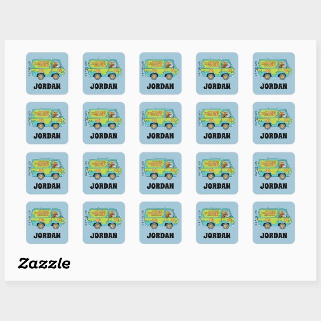 Scooby-Doo | The Mystery Machine | Add Your Name Square Sticker (Sheet)