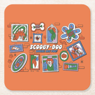 Scooby-Doo Wall of Halloween Picture Frames Square Paper Coaster
