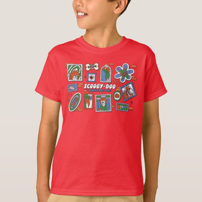 Scooby-Doo Wall of Halloween Picture Frames T-Shirt (Front)