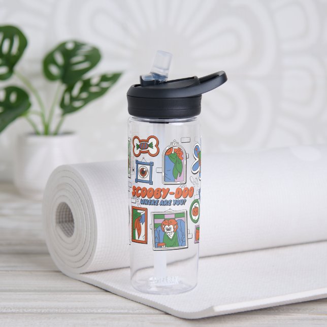Scooby-Doo Wall of Halloween Picture Frames Water Bottle (Yoga)