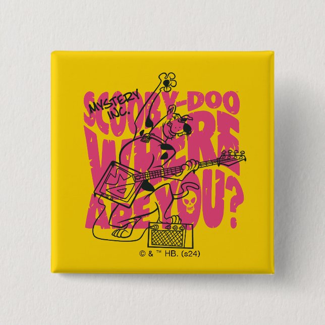 Scooby-Doo Where Are You Punk Guitar Riff 2 Inch Square Button (Front)
