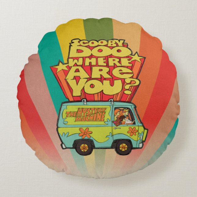 Scooby-Doo | "Where Are You?" Retro Cartoon Van Round Pillow (Front)
