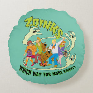Scooby-Doo   Zoinks Which Way for More Candy? Round Pillow