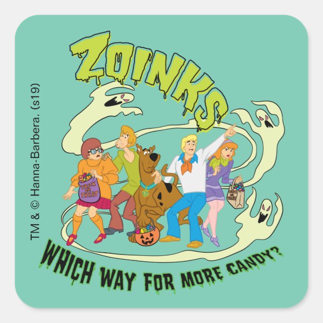 Scooby-Doo | Zoinks Which Way for More Candy? Square Sticker (Front)