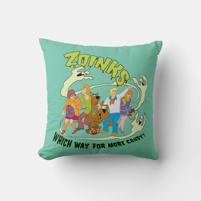 Scooby-Doo | Zoinks Which Way for More Candy? Throw Pillow (Front)