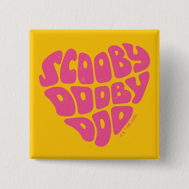 Scooby Dooby Doo Heart 2 Inch Square Button (Front)