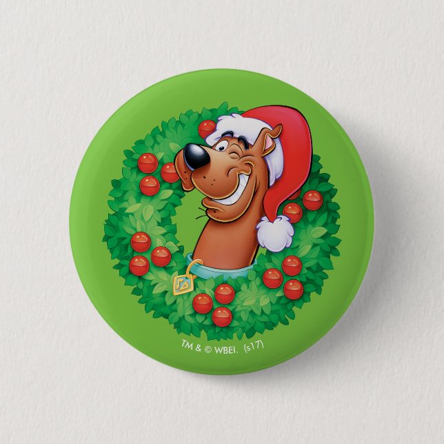 Scooby in Wreath 2 Inch Round Button (Front)