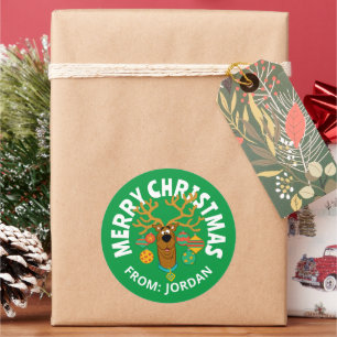 Scooby the Reindeer Merry Christmas Classic Round Sticker