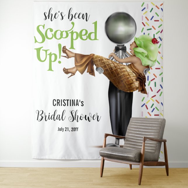 Scooped Up Chocolate Ice cream Bridal Shower Tapestry (In Situ)