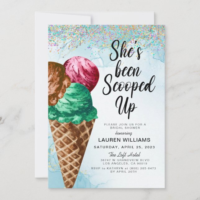 Scooped Up Ice Cream Bridal Shower Invitation (Front)